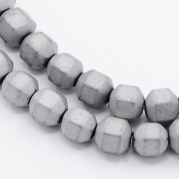 

PandaHall Frosted Electroplate Non-magnetic Synthetic Hematite Round Beads Strands, Faceted, Platinum Plated, 4x4mm, Hole: 1mm, about...