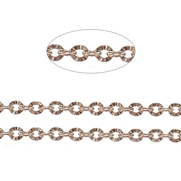 

PandaHall Ion Plating(IP) 304 Stainless Steel Cable Chains, with Spool, Soldered, Textured, Rose Gold, Link: 2.6x2.3x0.4mm, about 32.8 Feet...