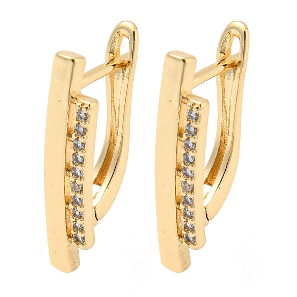 

PandaHall Brass Micro Pave Clear Cubic Zirconia Hoop Earrings for Women, Light Gold, 20x4mm Brass