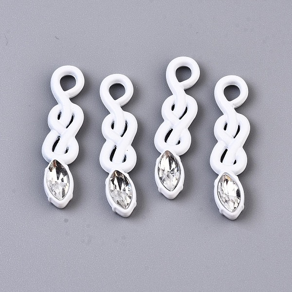

PandaHall Spray Painted Alloy Pendants, with Glass, Cadmium Free & Lead Free, White, 30x7x4mm, Hole: 3mm Alloy Others White