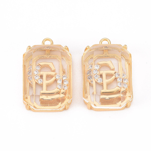 

PandaHall Brass Micro Pave Clear Cubic Zirconia Pendants, with Glass, Nickel Free, Faceted, Rectangle, Real 18K Gold Plated, 21x13.5x6.5mm...