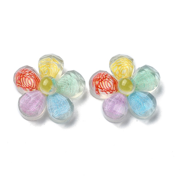 

PandaHall Transparent Epoxy Resin Decoden Cabochons, with Glitter Powder, Flower, Colorful, 20.5x8mm Epoxy Resin Flower