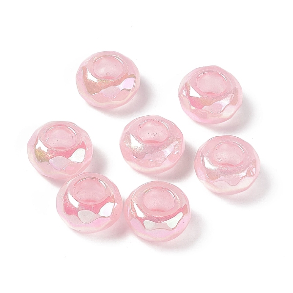 

PandaHall Opaque Acrylic Beads, AB Color, Faceted, Rondelle, Pink, 13x7.2mm, Hole: 5.8mm Acrylic Rondelle Pink