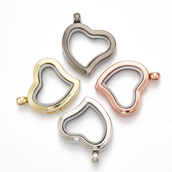 

PandaHall Alloy Magnetic Locket Pendants, with Glass, Heart, Mixed Color, 33x29x6.5mm, Hole: 3mm, Inner Measure: 16x20mm Alloy Heart..., Multicolor