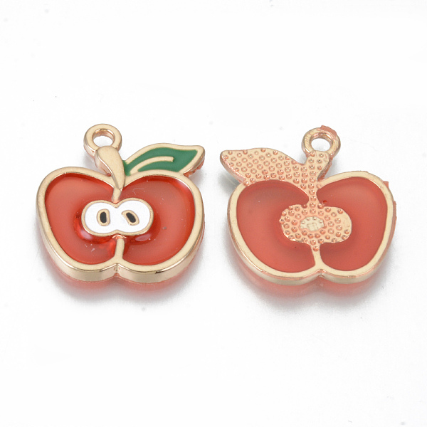 

PandaHall Transparent Epoxy Resin Pendants, with Alloy Findings and Enamel, Cadmium Free & Lead Free, Apple, Light Gold, Tomato, 21x19x2mm..., Red