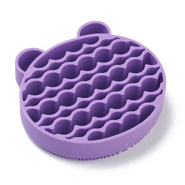 PandaHall Silicone Makeup Cleaning Brush Scrubber Mat Portable Washing Tool, Double Duty, Bear Shape, Dark Orchid, 10.4x11x2.5cm Silicone...