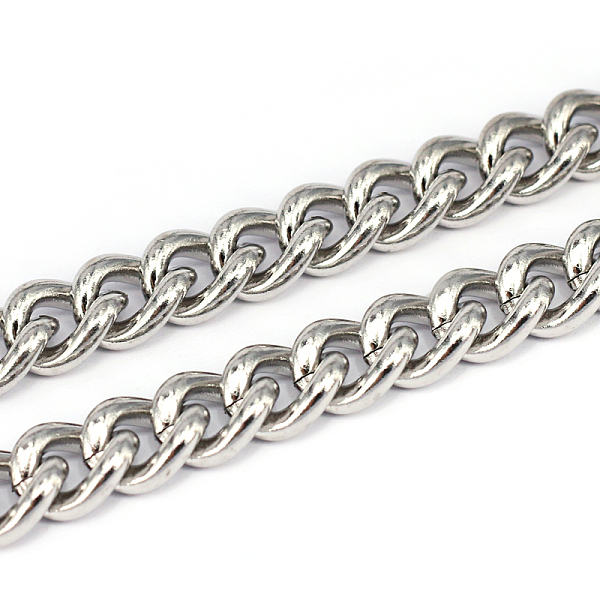 

PandaHall 201 Stainless Steel Cuban Link Chains, Curb Chains, Unwelded, Stainless Steel Color, 10x8x2.2mm 201 Stainless Steel