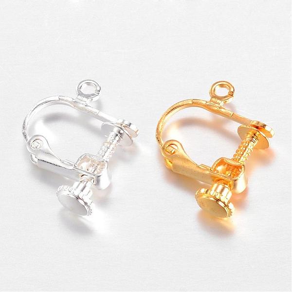 

PandaHall Brass Screw Clip Earring Converter, Spiral Ear Clip, with Open Loop, Mixed Color, 13.5x16.5x4mm, Hole: 1mm Brass