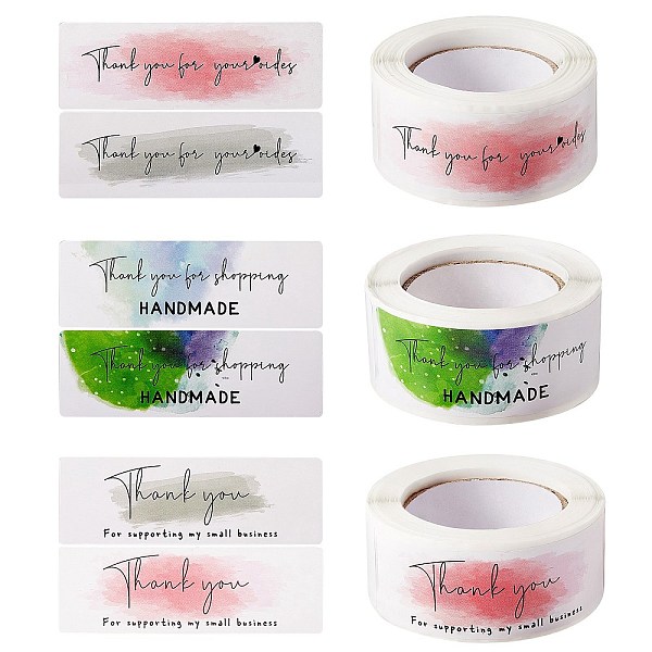 

PandaHall 3Roll 3 Colors Self-Adhesive Paper Gift Tag Youstickers, Rectangle with Word Thank You Appreciation Stickers Labels, for Party..., Multicolor