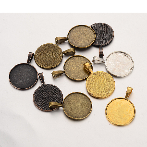 

PandaHall Tibetan Style Alloy Pendant Cabochon Settings, Plain Edge Bezel Cups, Lead Free, Mixed Color, Tray: 24mm, 38x27x2mm, Hole: 5x9mm...