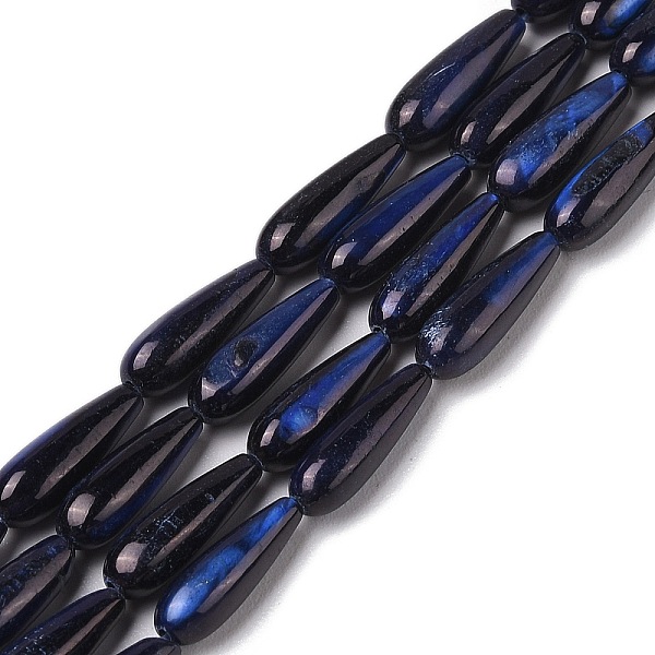 

PandaHall Natural Freshwater Shell Beads Strands, Dyed, Teardrop, Midnight Blue, 15.5x5mm, Hole: 0.4mm, about 25pcs/strand, 15.08''(38.3cm)...