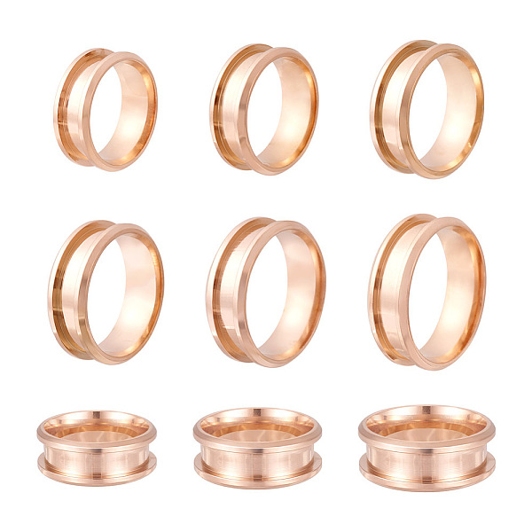 

PandaHall Yilisi 6Pcs 6 Size 201 Stainless Steel Grooved Finger Ring Settings, Ring Core Blank, Rose Gold, US Size 6 1/2~12 3/4(16.9~22mm)...