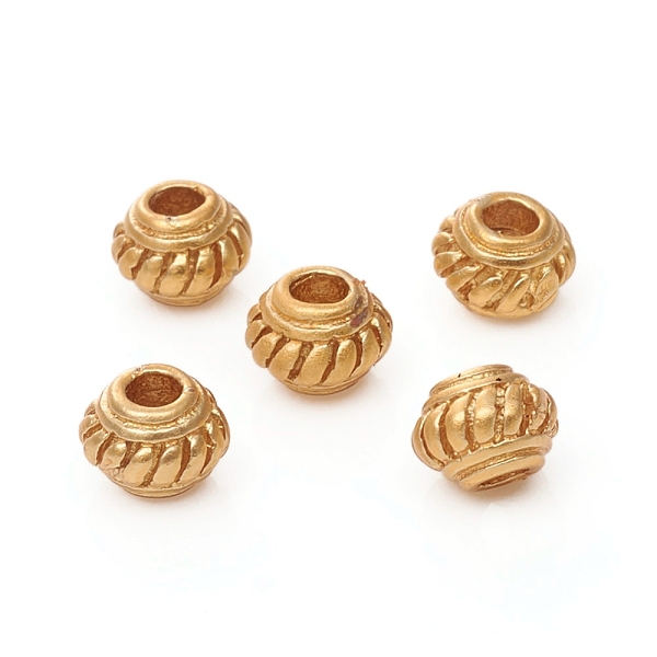 

PandaHall Brass Beads, Long-Lasting Plated, Matte Style, Rondelle, Real 18K Gold Plated, 5x3.8mm, Hole: 1.8mm Brass Rondelle