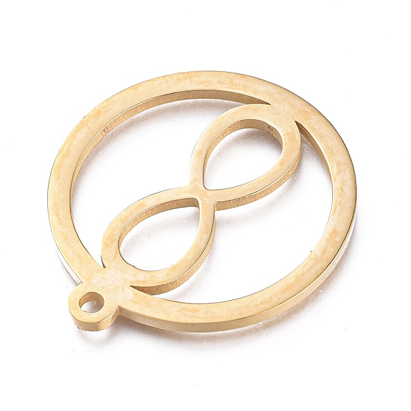 

PandaHall Ion Plating(IP) 304 Stainless Steel Pendants, Manual Polishing, Ring with Infinity, Golden, 28.5x25.5x1.2mm, Hole: 1.8mm 304...