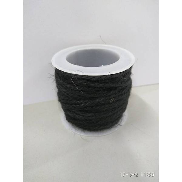 PandaHall Hemp Cord, Hemp String, Hemp Twine, for Jewelry Making, Black, 2mm; 10m/roll Burlap Black