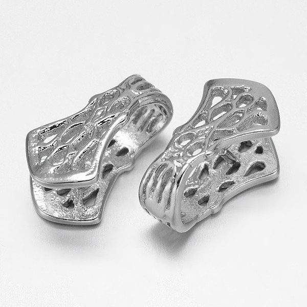 

PandaHall Rack Plating Brass Pendant Pinch Bails, Platinum, 17x10x9.5mm, Hole: 6mm, Pin: 1mm Brass