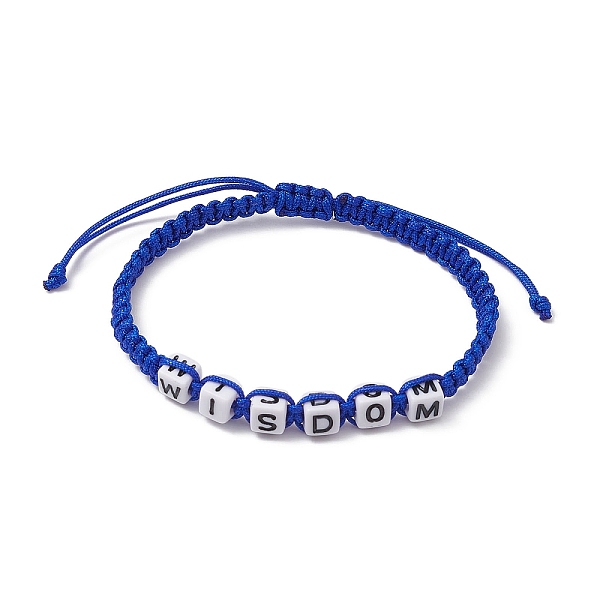 

PandaHall Word Wisdom Acrylic Braided Bead Bracelets, Polyester Adjustable Bracelet, Blue, Inner Diameter: 2-1/4~3-3/8 inch(5.7~8.7cm)...