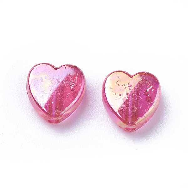 

PandaHall Transparent Acrylic Beads, Heart, Deep Pink, AB, Size: about 8mm wide, 3mm thick, hole: 1mm, about 2800pcs/500g Acrylic Heart Pink
