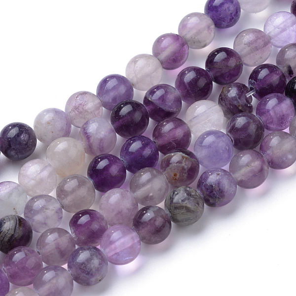

PandaHall Natural Fluorite Beads Strands, Round, Purple, 6~6.5mm, Hole: 1mm, about 63pcs/strand, 15.5 inch Fluorite Round Purple