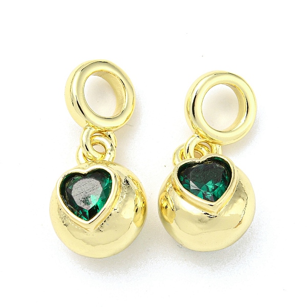 

PandaHall Brass with Cubic Zirconia Pendant, Heart, Medium Sea Green, 23.5x11x9mm, Hole: 5mm Brass+Cubic Zirconia Heart