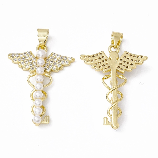 

PandaHall Rack Plating Brass Micro Pave Clear Cubic Zirconia Pendants, with Acrylic Bead, Long-Lasting Plated, Cadmium Free & Lead Free, Key...