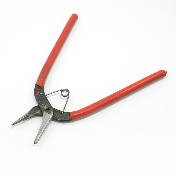 

PandaHall Jewelry Pliers, Iron Concave/Half Round Nose Pliers, with Plastic Handle, Red, 150x130x11mm Iron Red