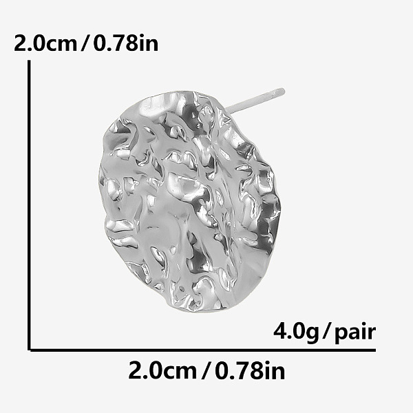 Unregelmäßig Gefaltete Flache Runde 304 Edelstahl-Ohrstecker Für Damen