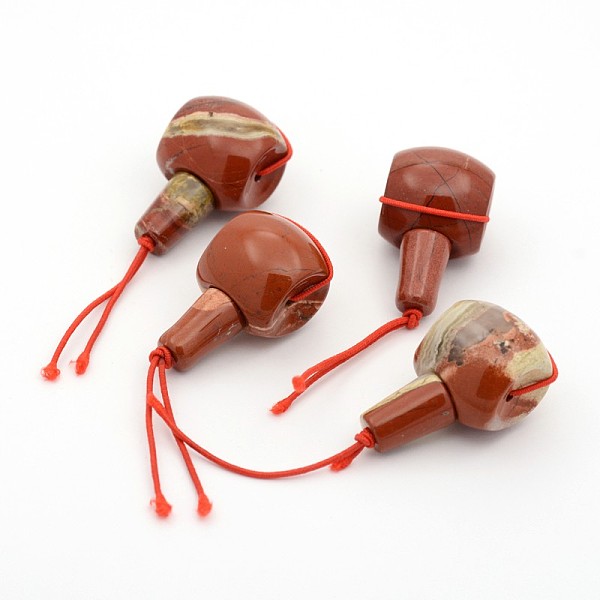 

PandaHall Gourd 3-Hole Natural Red Jasper Guru Beads, T-Drilled Beads, 22x11x12mm, Hole: 2mm Red Jasper Vegetables