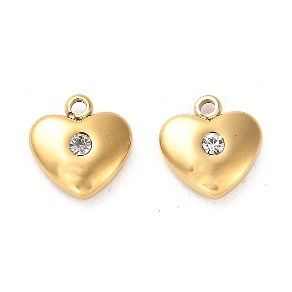 

PandaHall 304 Stainless Steel Charms, with Rhinestone, Heart Charms, Real 14K Gold Plated, 11.5x11x4mm, Hole: 1.6mm Stainless..., Multicolor