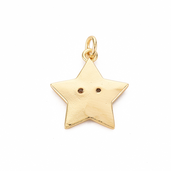 

PandaHall Brass Micro Pave Clear Cubic Zirconia Pendants, with Enamel & Jump Ring, Cadmium Free & Nickel Free & Lead Free, Star Smiling Face..., Purple