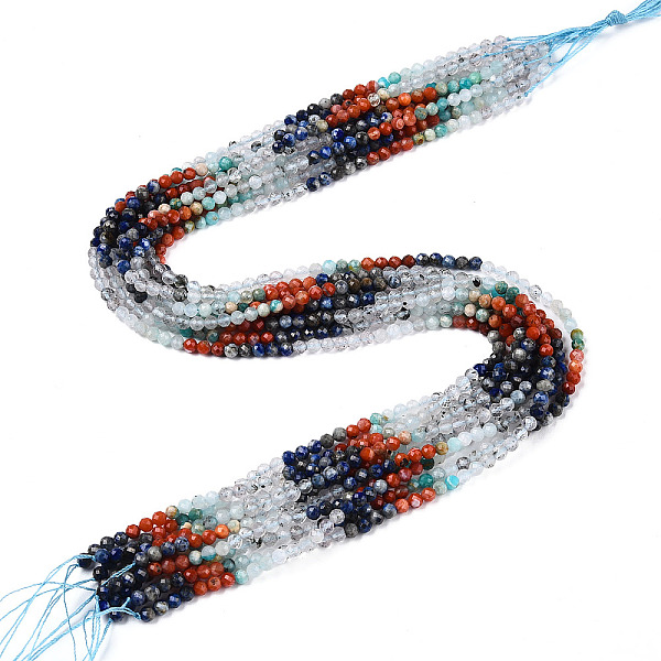 

PandaHall Natural Mixed Gemstone Beads Strands, Round Beads, Faceted, 4x4mm, Hole: 0.6mm, about 104~108pcs/strand, 15.35''~15.75''(39~40cm)...