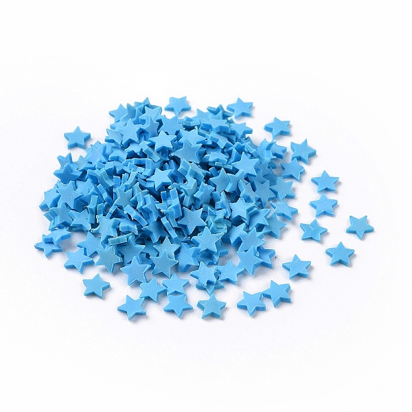 

PandaHall Handmade Polymer Clay Cabochons, Star, Deep Sky Blue, 5x5x1mm Polymer Clay Star