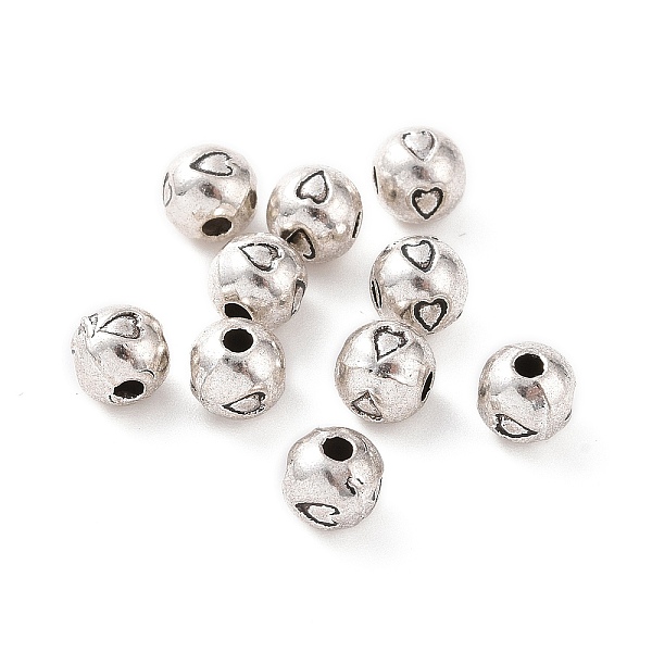 

PandaHall Tibetan Style Alloy Round Carved Heart Spacer Beads, Antique Silver, 5x4mm, Hole: 1mm Alloy Round