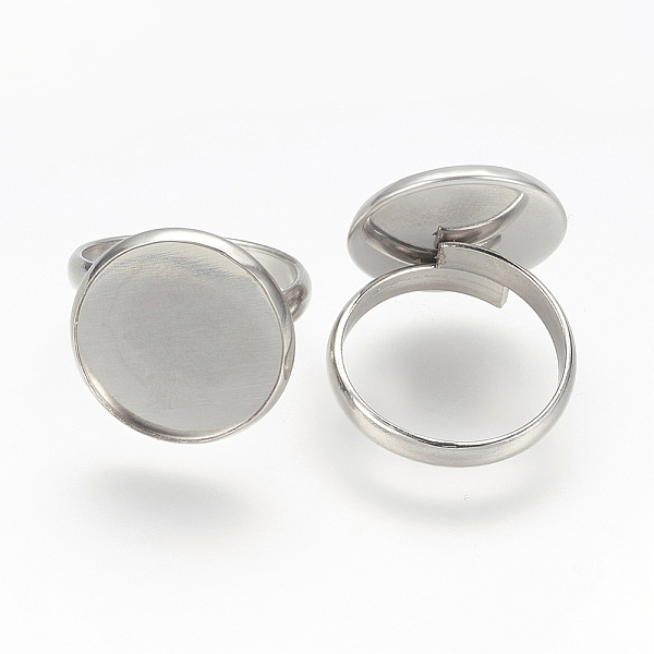 

PandaHall Adjustable 304 Stainless Steel Finger Rings Components, Pad Ring Base Findings, Flat Round, Stainless Steel Color, Tray: 16mm...
