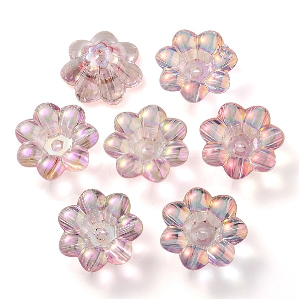 

PandaHall UV Plating Rainbow Iridescent Acrylic Beads, Flower, Misty Rose, 24x10mm, Hole: 3.5mm, Inner Diameter: 8mm Acrylic Flower