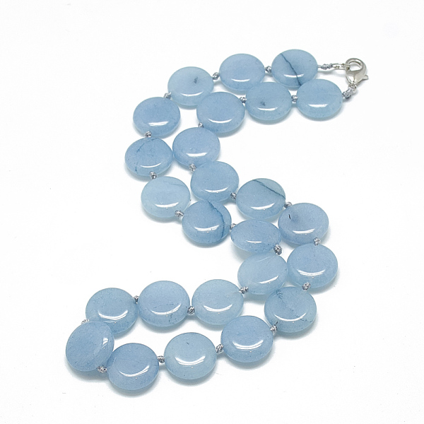 

PandaHall Natural Aquamarine Beaded Necklaces, with Alloy Lobster Clasps, Flat Round, Dyed, 18.1 inch~18.5 inch(46~47cm), Flat Round: 16mm..., Green