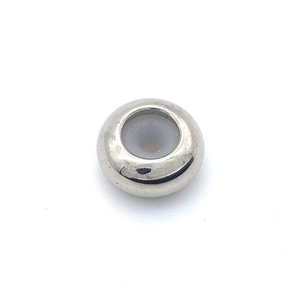 

PandaHall 201 Stainless Steel Beads, with Rubber Inside, Slider Beads, Stopper Beads, Rondelle, Stainless Steel Color, 8x4mm, Hole: 3.5mm...