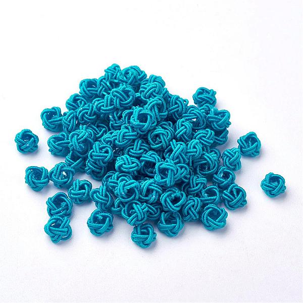 

PandaHall Polyester Weave Beads, Round, Deep Sky Blue, 6x5mm, Hole: 4mm, about 200pcs/bag Polyester Round Blue