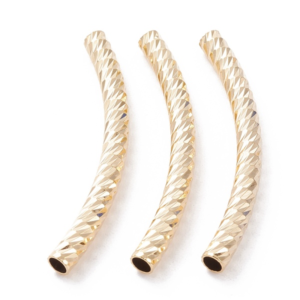 

PandaHall Brass Tube Beads, Long-Lasting Plated, Curved Beads, Tube, Real 24K Gold Plated, 45x4mm, Hole: 3mm Brass Tube