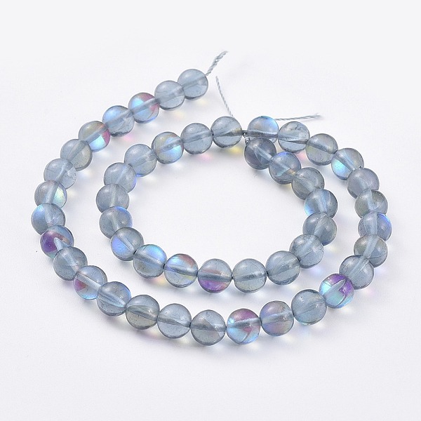 

PandaHall Synthetic Moonstone Beads Strands, Holographic Beads, Round, Slate Gray, 8mm, Hole: 0.8~1mm, about 47~50pcs/strand, 14.7 inch~15.1...