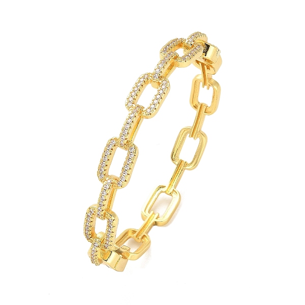 

PandaHall Brass Micro Pave Clear Cubic Zirconia Hollow Rectangle Bangles for Women, Real 18K Gold Plated, 3/8 inch(0.9cm), Inner Diameter...