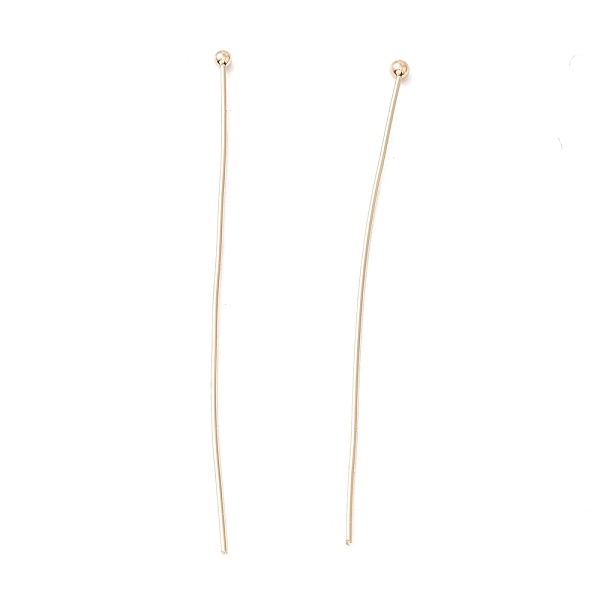 

PandaHall Brass Ball Head Pins, Cadmium Free & Lead Free, Real 14K Gold Plated, 50~50.5mm, Head: 1.8mm, Pin: 0.5mm, 24 Gauge Brass