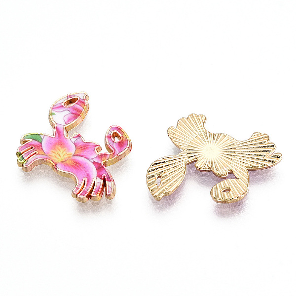 

PandaHall Printed Alloy Pendants, Light Glod, Crab Charms, Hot Pink, 19.5x20x1.5mm, Hole: 0.6mm Alloy Crab