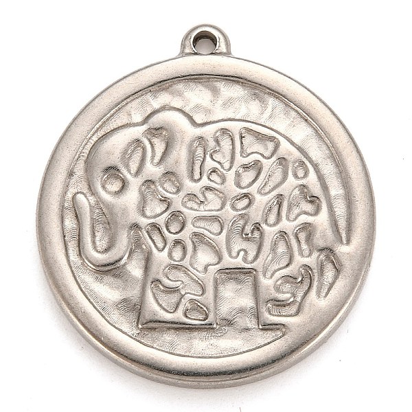 

PandaHall 304 Stainless Steel Pendants, Flat Round with Elephant & Saint Benedict Medal, Stainless Steel Color, 28x25x3mm, Hole: 1.5mm 304...