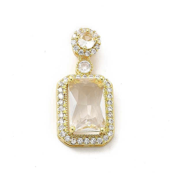

PandaHall Brass Micro Pave Clear Cubic Zirconia Pendants, with Faceted Glass, Rectangle, Real 18K Gold Plated, Clear, 27mm, Hole: 4.5x2.5mm...
