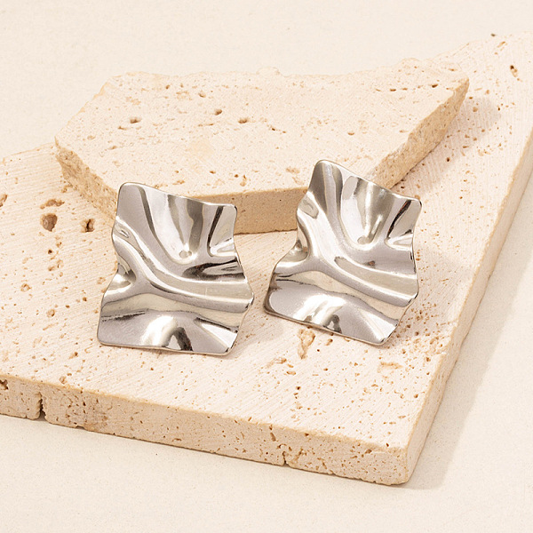 

PandaHall Irregular Shape Stainless Steel Stud Earrings, Platinum Stainless Steel