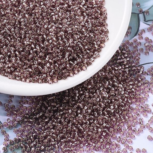 

PandaHall MIYUKI Round Rocailles Beads, Japanese Seed Beads, (RR12) Silverlined Smoky Amethyst, 11/0, 2x1.3mm, Hole: 0.8mm, about..., Purple