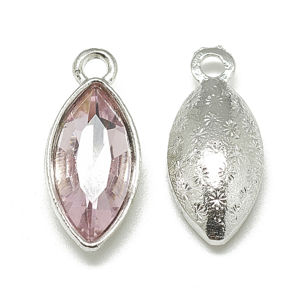 

PandaHall Alloy Glass Pendants, Faceted, Horse Eye, Platinum, Pearl Pink, 20x9x5mm, Hole: 1.5mm Alloy+Glass Horse Eye Pink