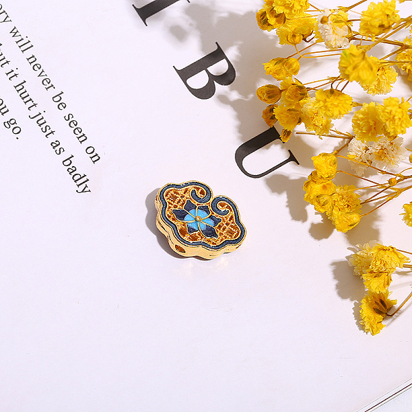 

PandaHall Brass Enamel Beads, Golden, Cloud, Flower, 14x20mm Brass+Enamel Flower
