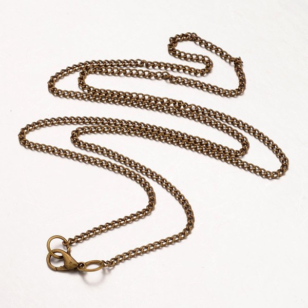 

PandaHall Iron Necklace Making, Twisted Curb Chain, with Alloy Lobster Clasp, Antique Bronze, 24.64 inch Iron
